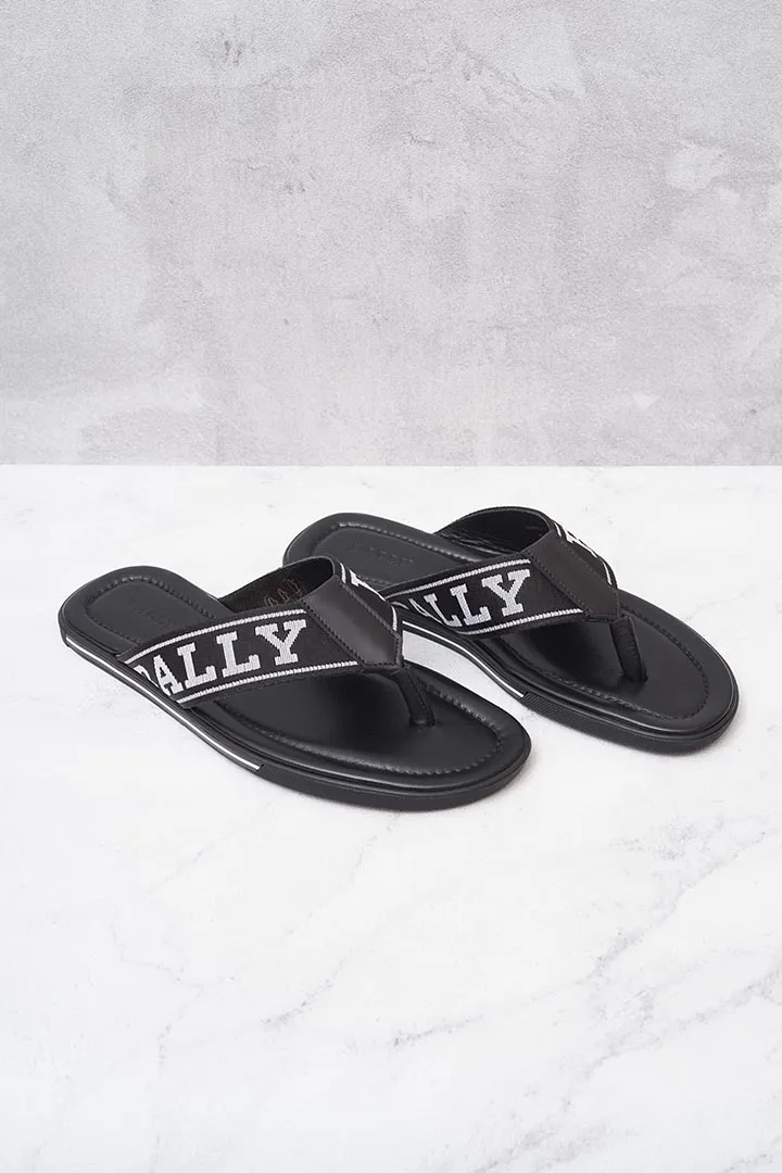 BALLY Men Bally Border Flip Flop Sandals in Black 0