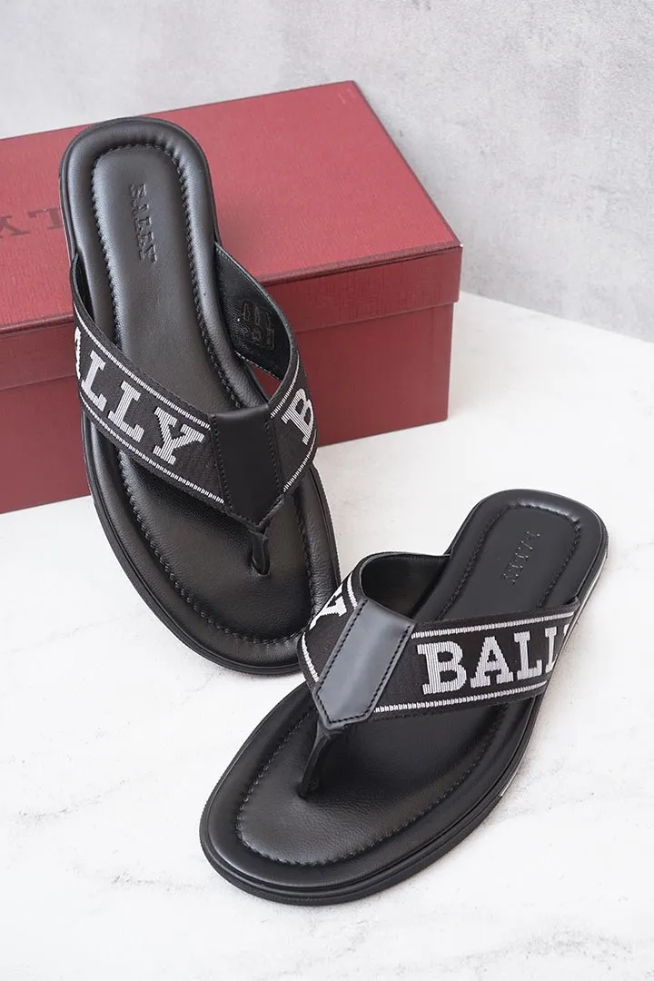 BALLY Men Bally Border Flip Flop Sandals in Black 2