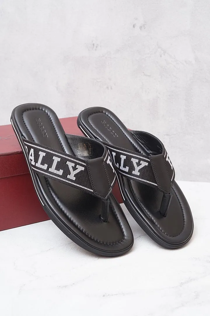 BALLY Men Bally Border Flip Flop Sandals in Black 3