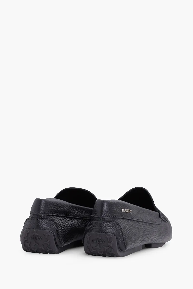 BALLY Men Driver Pearce Loafers in Black Bovine with Trainspotting Stripe 2