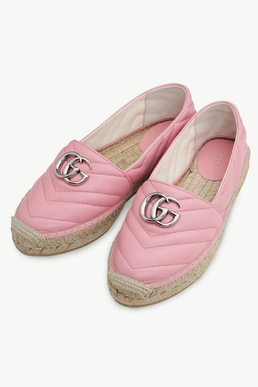 GUCCI Women GG Matelasse Espadrilles in Pastel Pink SHW 1