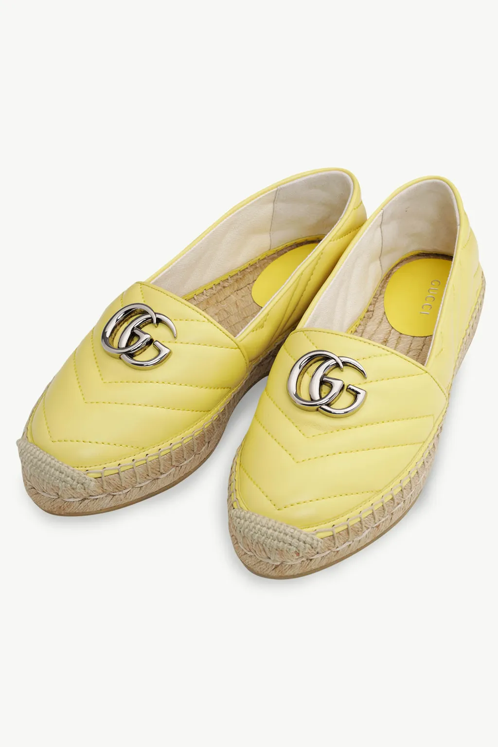 GUCCI Women GG Matelasse Espadrilles in Pastel Yellow SHW 1