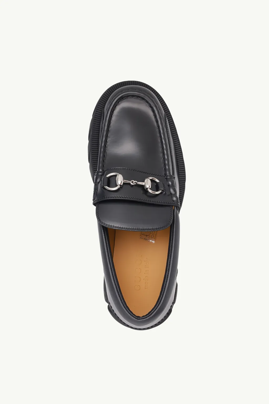 GUCCI Men Horsebit Rubber Sole Loafers 40mm in Black Smooth Leather SHW 3