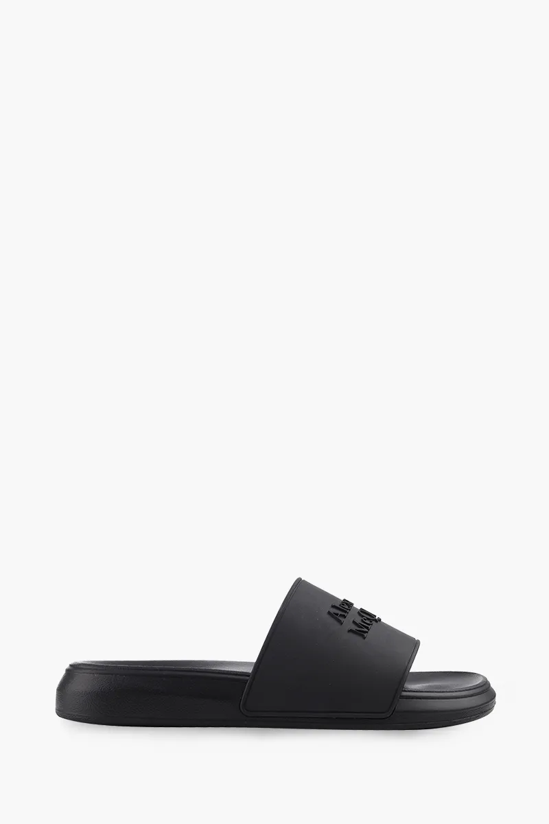 ALEXANDER MCQUEEN Men Signature Pool Oversized Slide in Black 0