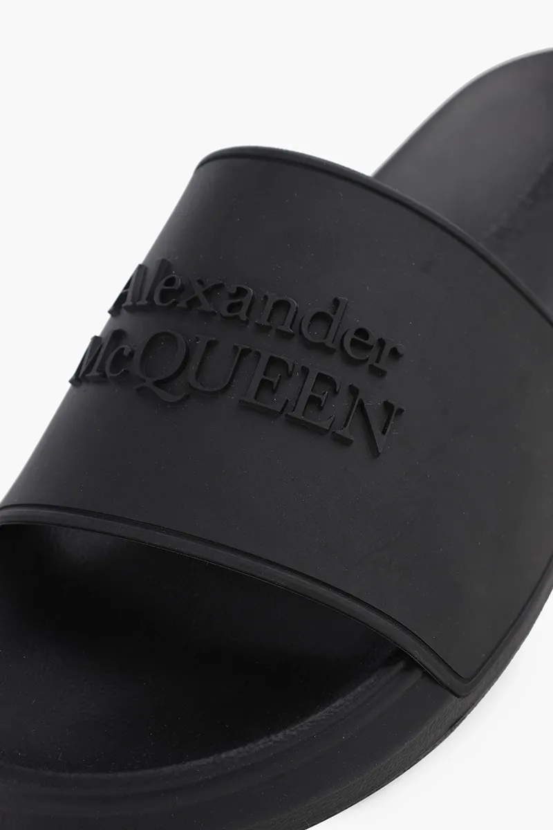 ALEXANDER MCQUEEN Men Signature Pool Oversized Slide in Black 4