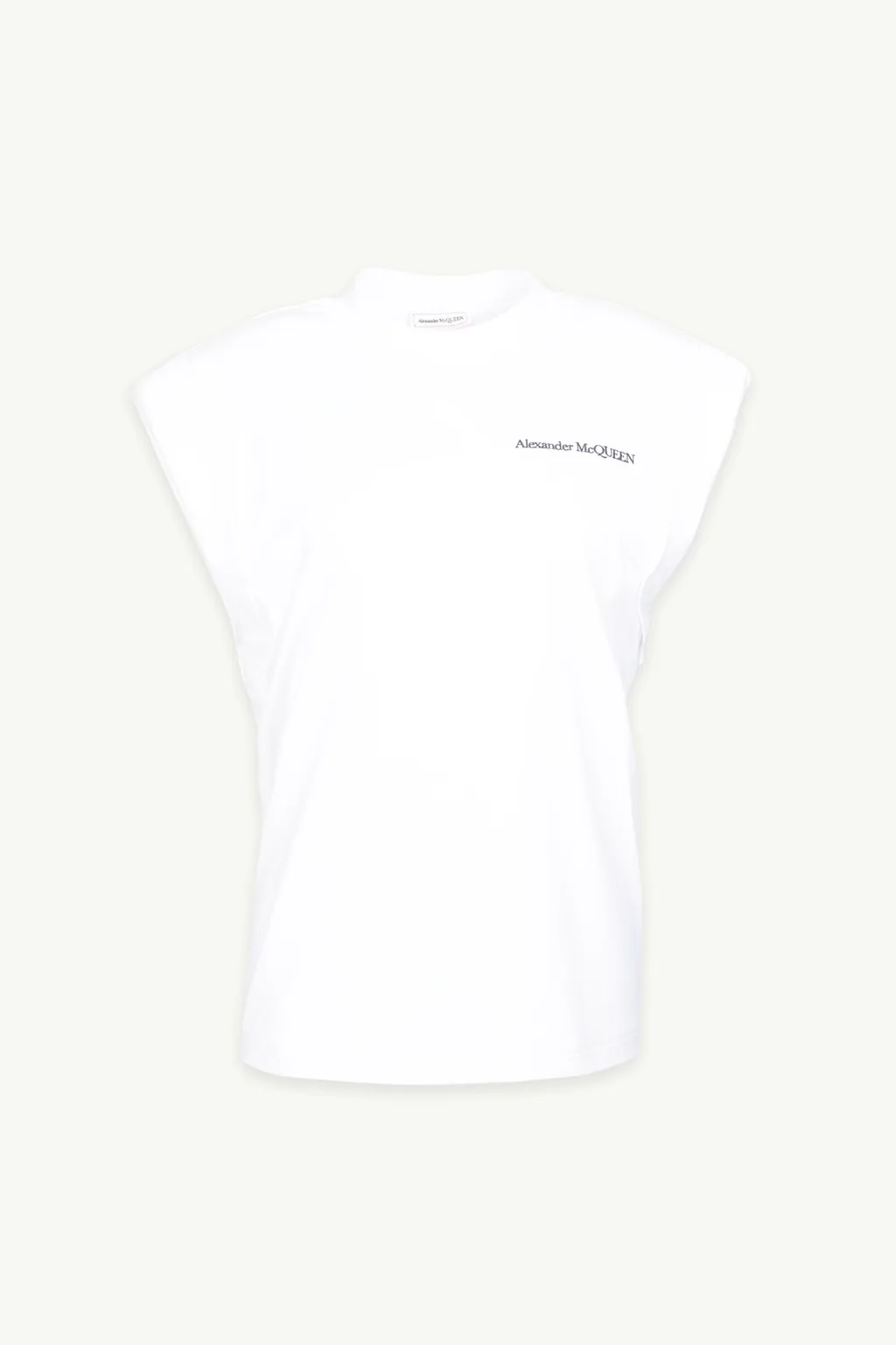 ALEXANDER MCQUEEN Women Signature Shoulder Pads T-Shirt in Optical White 0