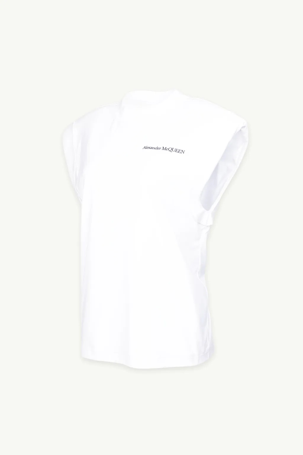 ALEXANDER MCQUEEN Women Signature Shoulder Pads T-Shirt in Optical White 2