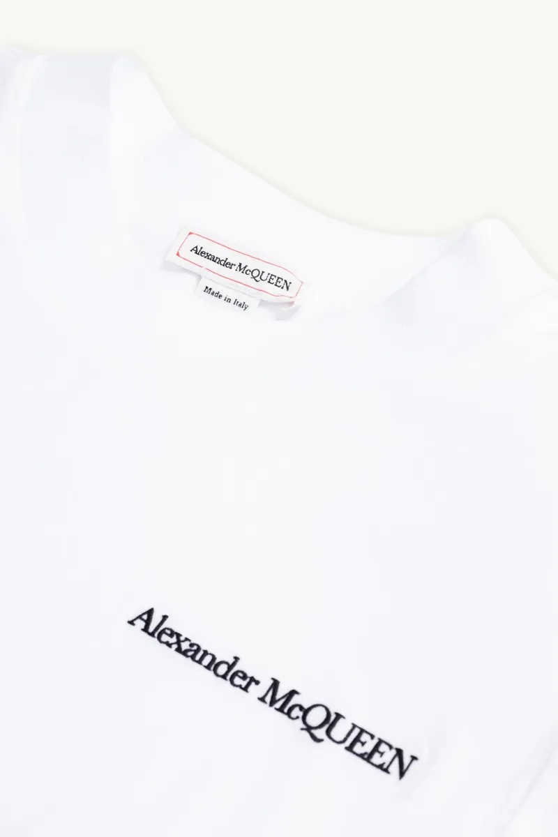 ALEXANDER MCQUEEN Women Signature Shoulder Pads T-Shirt in Optical White 3