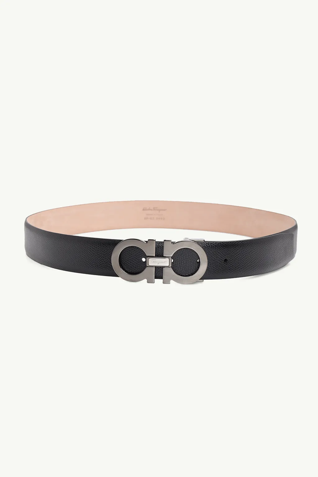 SALVATORE FERRAGAMO Men Adjustable Gancini Belt 3.5cm in Black Calfskin RHW 0