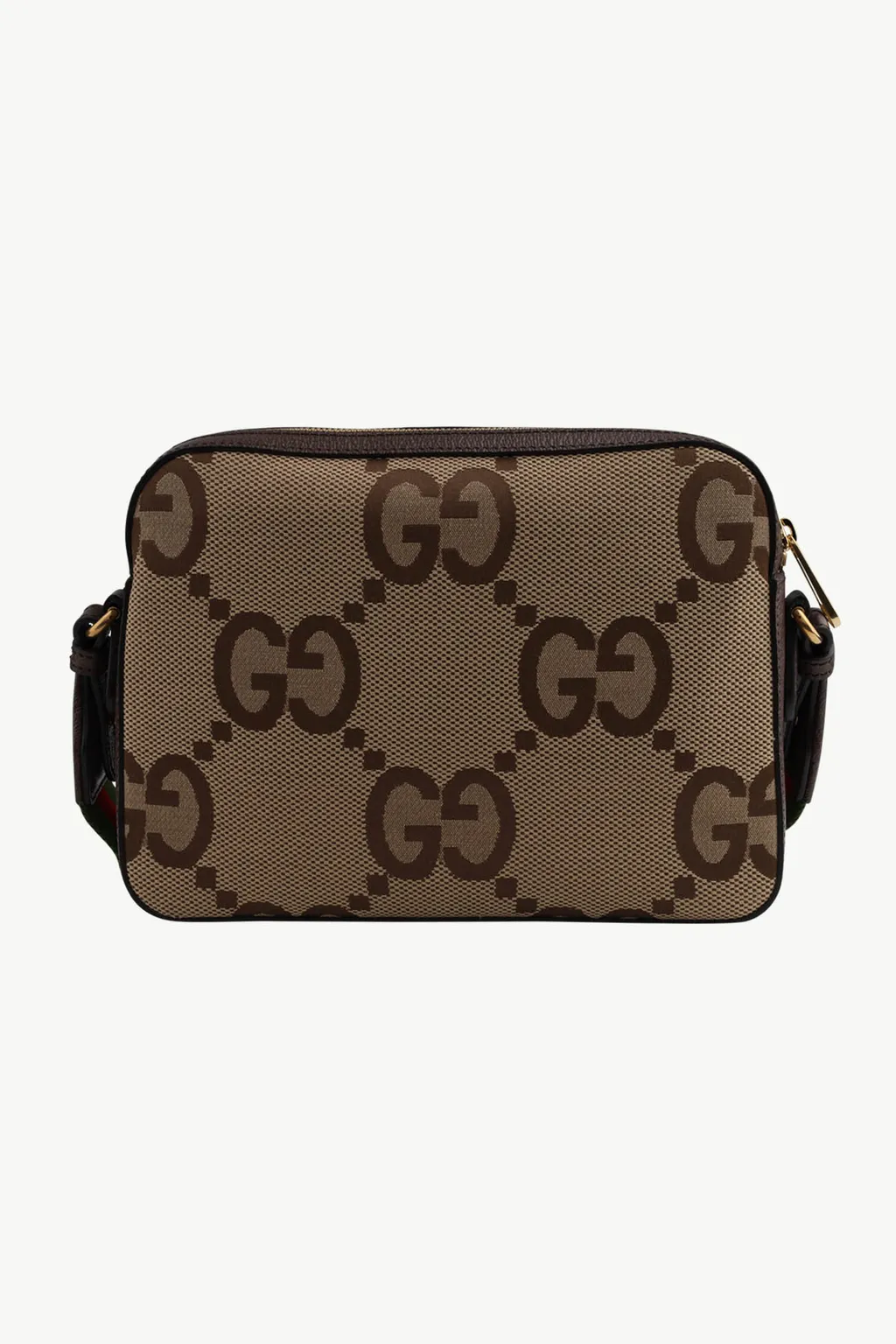 GUCCI Medium Messenger Bag in Camel/Ebony Canvas x Leather with Jumbo GG Supreme 2