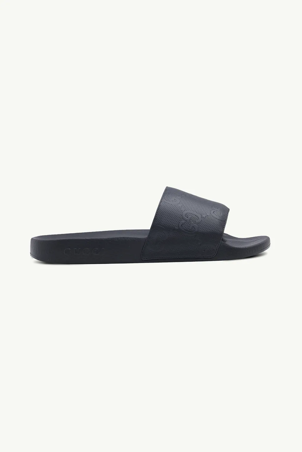 GUCCI Men All Over Logo Motif Slides in Black Demetra 0