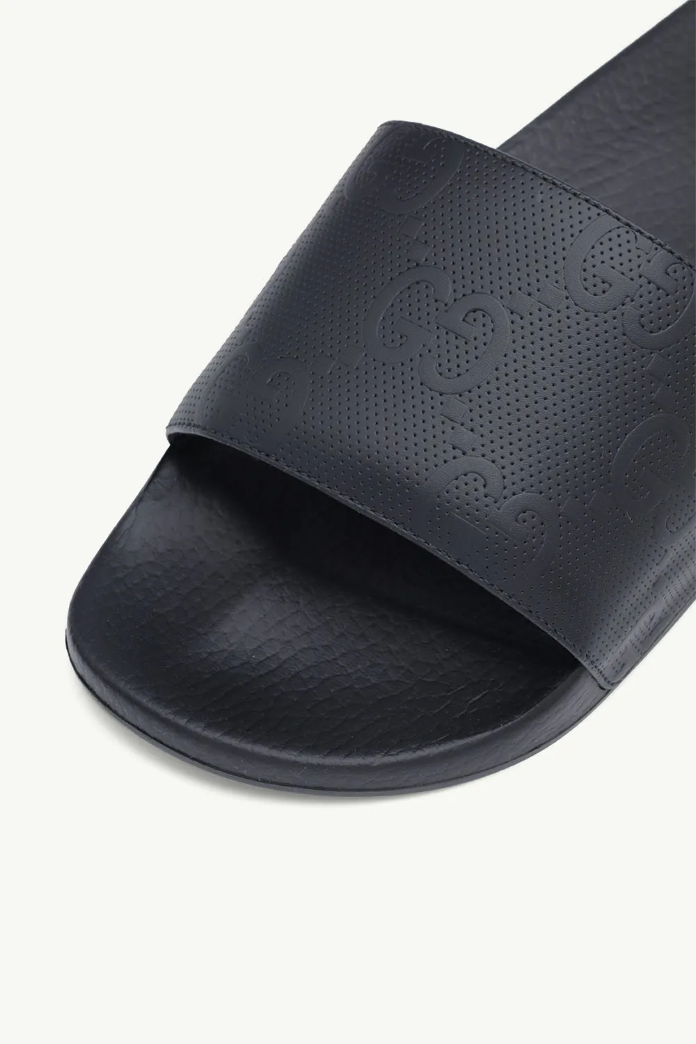 GUCCI Men All Over Logo Motif Slides in Black Demetra 4