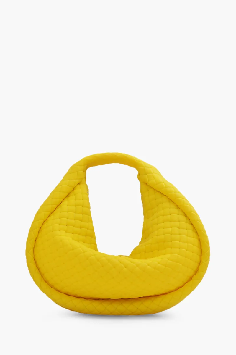 BOTTEGA VENETA Mini Padded Intreccio Top Handle Bag in Lemon Rubber 1