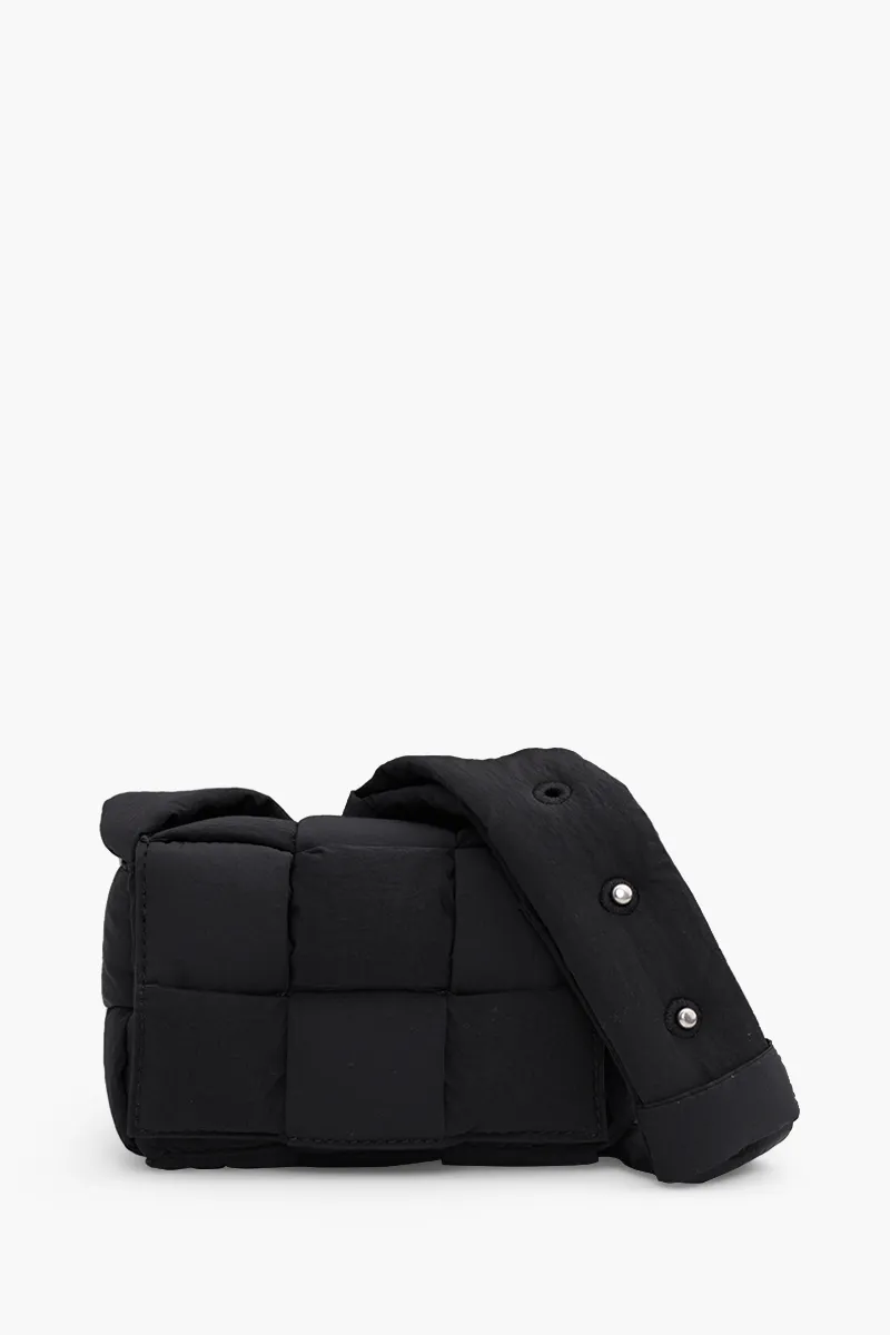 BOTTEGA VENETA Mini Padded Intreccio Crossbody Bag in Black Nylon 0