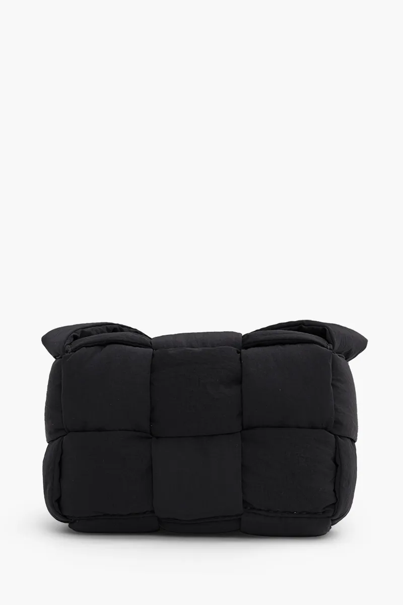 BOTTEGA VENETA Mini Padded Intreccio Crossbody Bag in Black Nylon 1