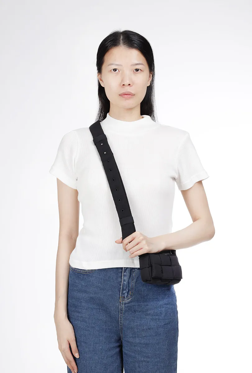 BOTTEGA VENETA Mini Padded Intreccio Crossbody Bag in Black Nylon 4