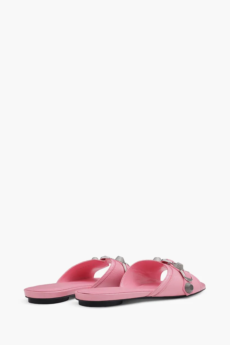 BALENCIAGA Women Cagole Flat Sandals in Pink Arena lambskin 2