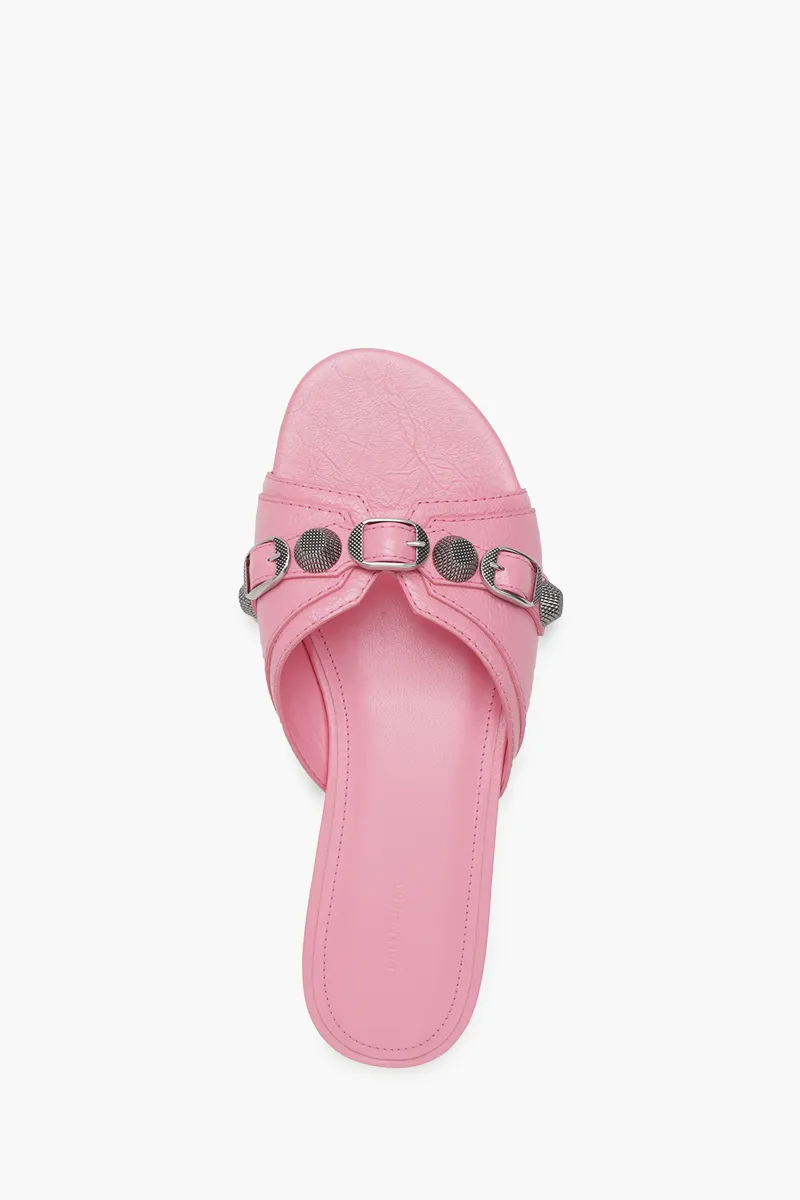 BALENCIAGA Women Cagole Flat Sandals in Pink Arena lambskin 3