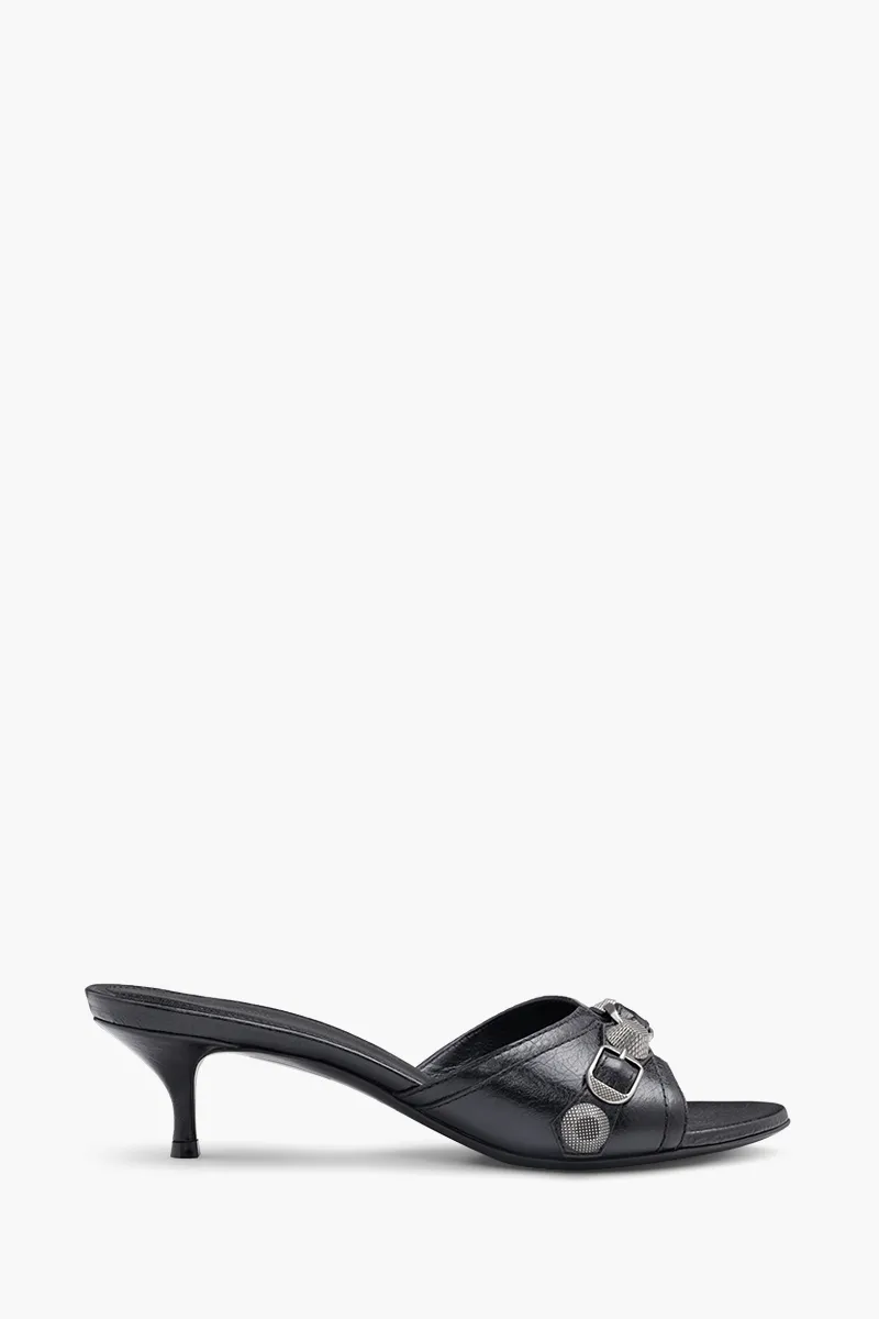 BALENCIAGA Women Cagole Sandals 50mm in Black Arena Lambskin 0