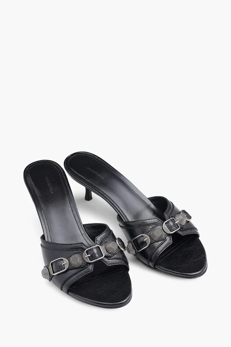 BALENCIAGA Women Cagole Sandals 50mm in Black Arena Lambskin 1