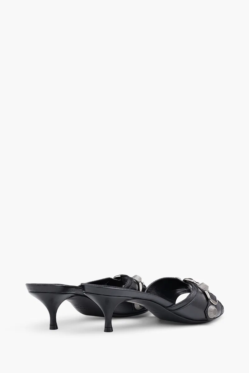 BALENCIAGA Women Cagole Sandals 50mm in Black Arena Lambskin 2