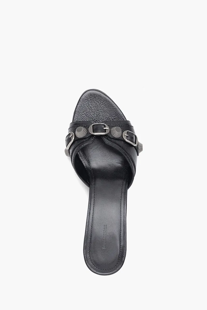 BALENCIAGA Women Cagole Sandals 50mm in Black Arena Lambskin 3