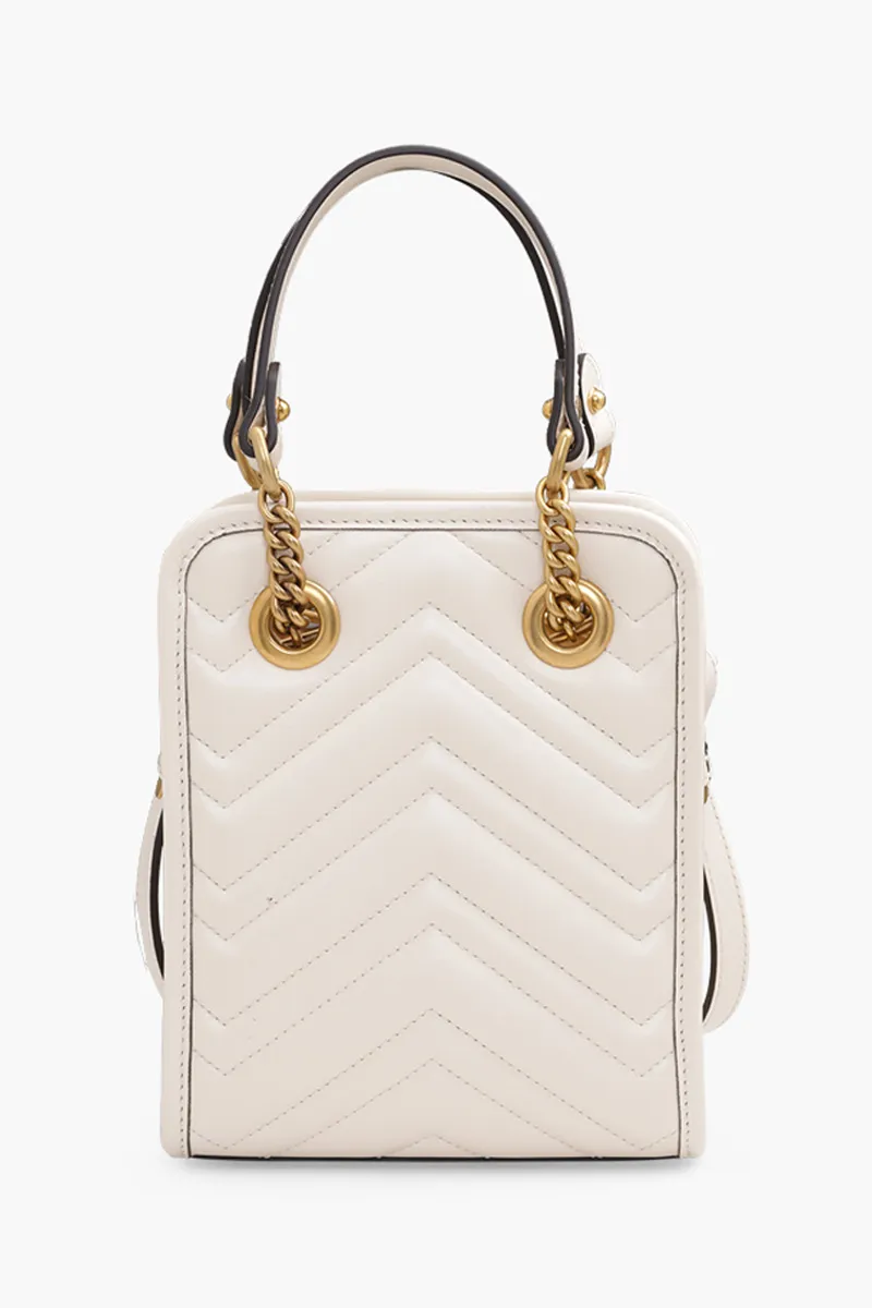 GUCCI Mini GG Marmont Matelassé Bag in White Chevron Leather 1