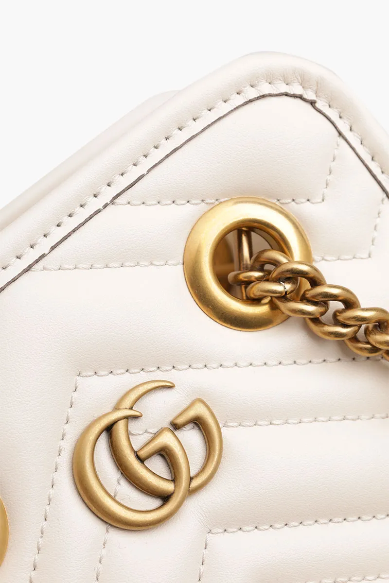 GUCCI Mini GG Marmont Matelassé Bag in White Chevron Leather 3