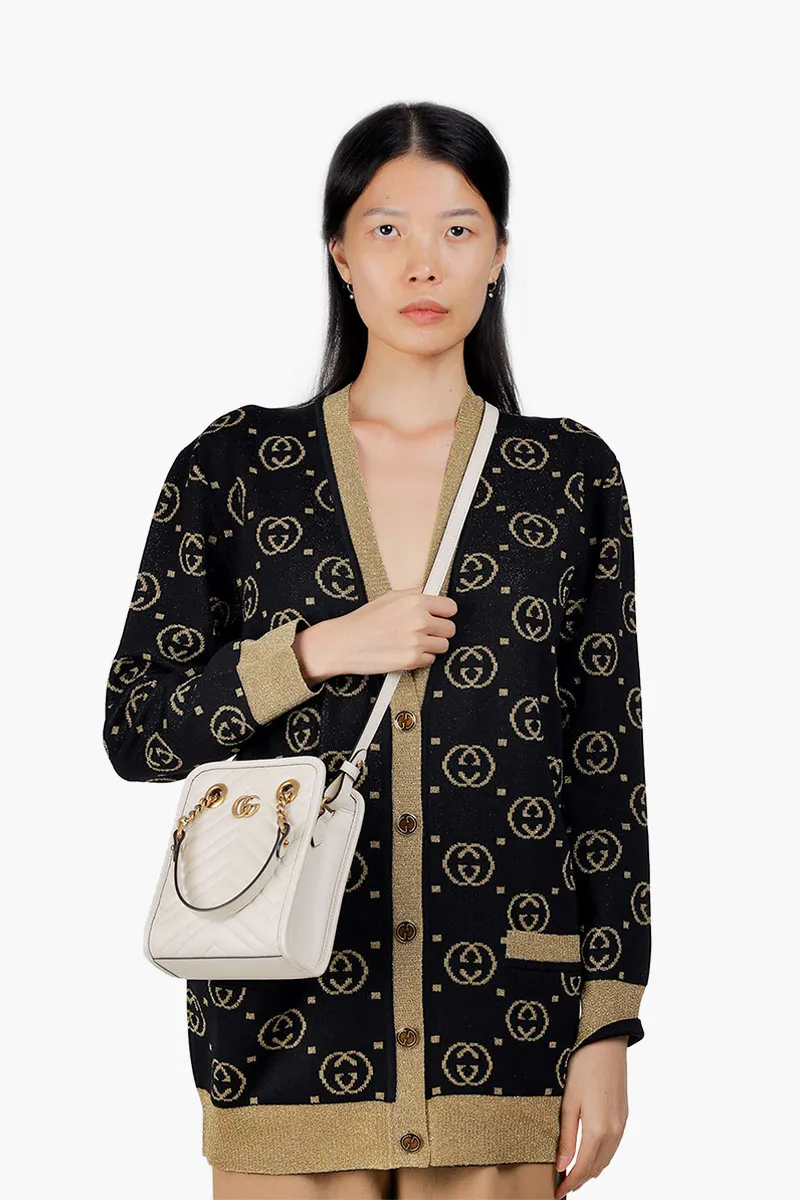 GUCCI Mini GG Marmont Matelassé Bag in White Chevron Leather 4