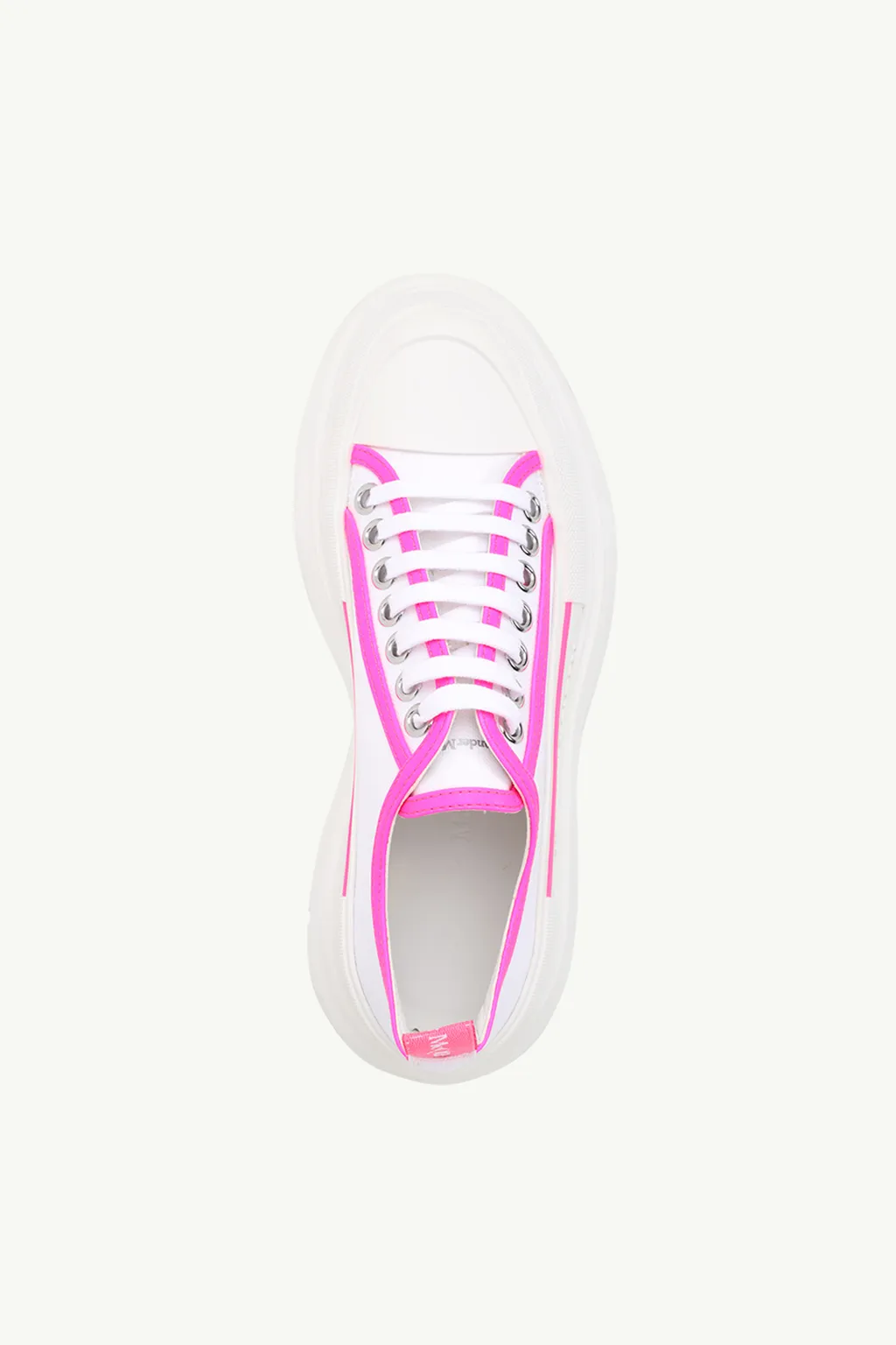 ALEXANDER MCQUEEN Women Tread Slick Lace-up Sneakers in White/Pink 3