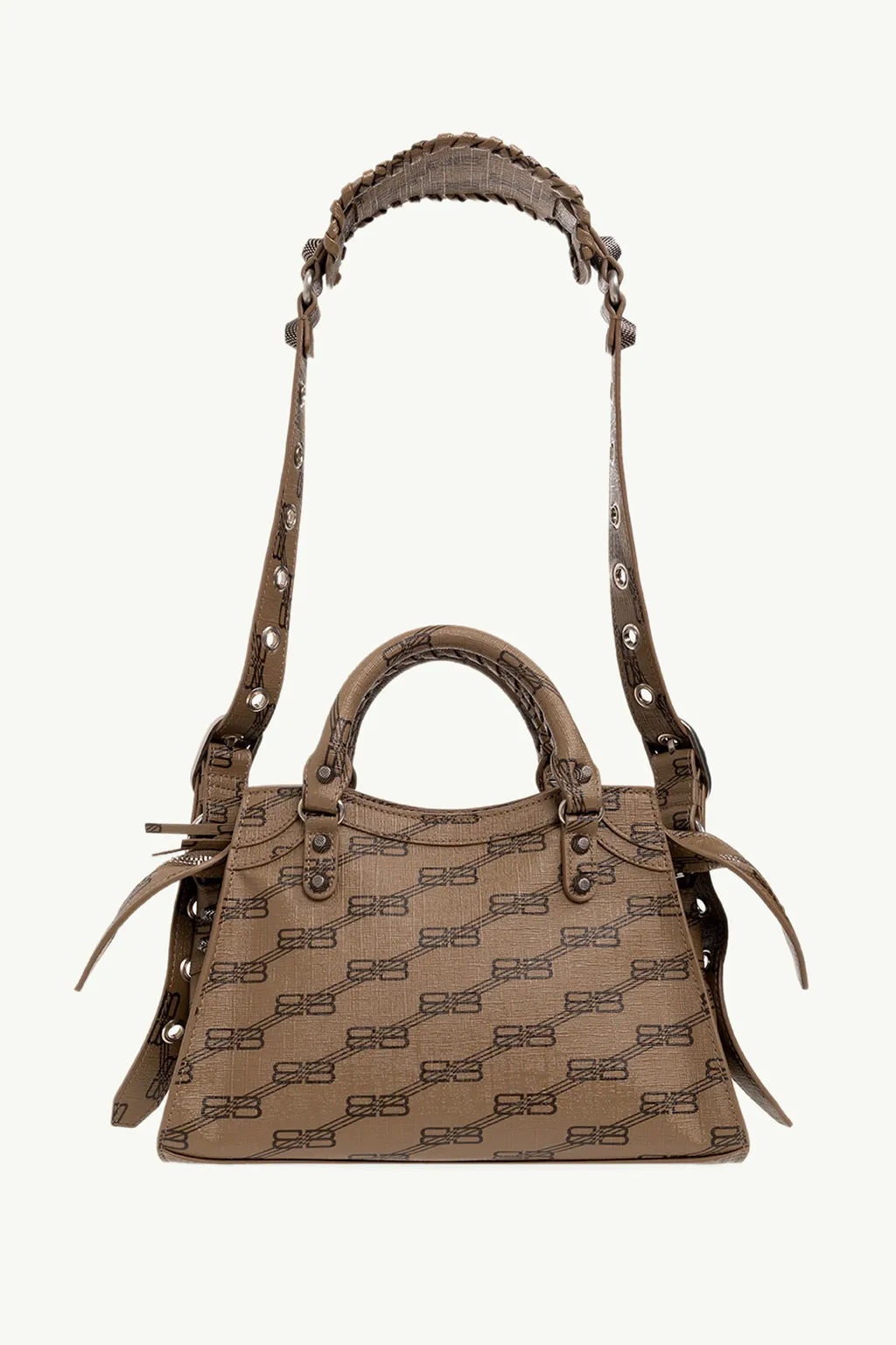 BALENCIAGA Neo Cagole XS Handbag in Beige/Brown BB Monogram Coated Canvas 1