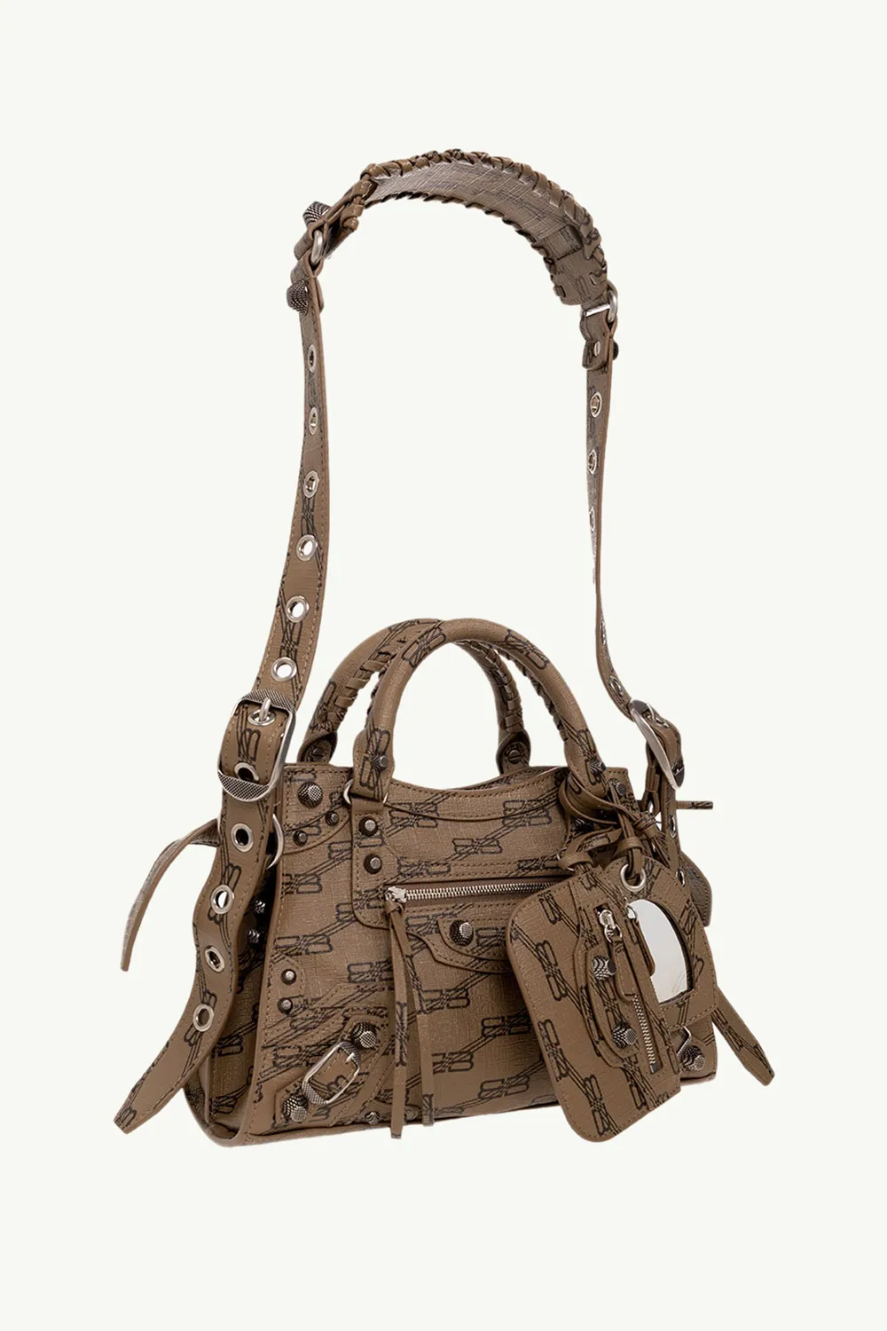 BALENCIAGA Neo Cagole XS Handbag in Beige/Brown BB Monogram Coated Canvas 2