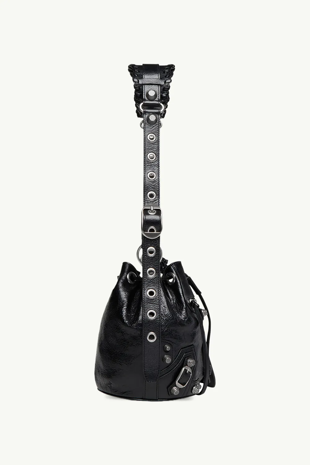 BALENCIAGA Le Cagole XS Bucket Bag in Black Arena Lambskin SHW 3