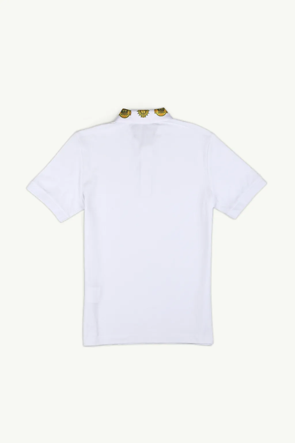 VERSACE JEANS COUTURE Men Sun Logo on Collar Polo Shirt in White/Gold 1