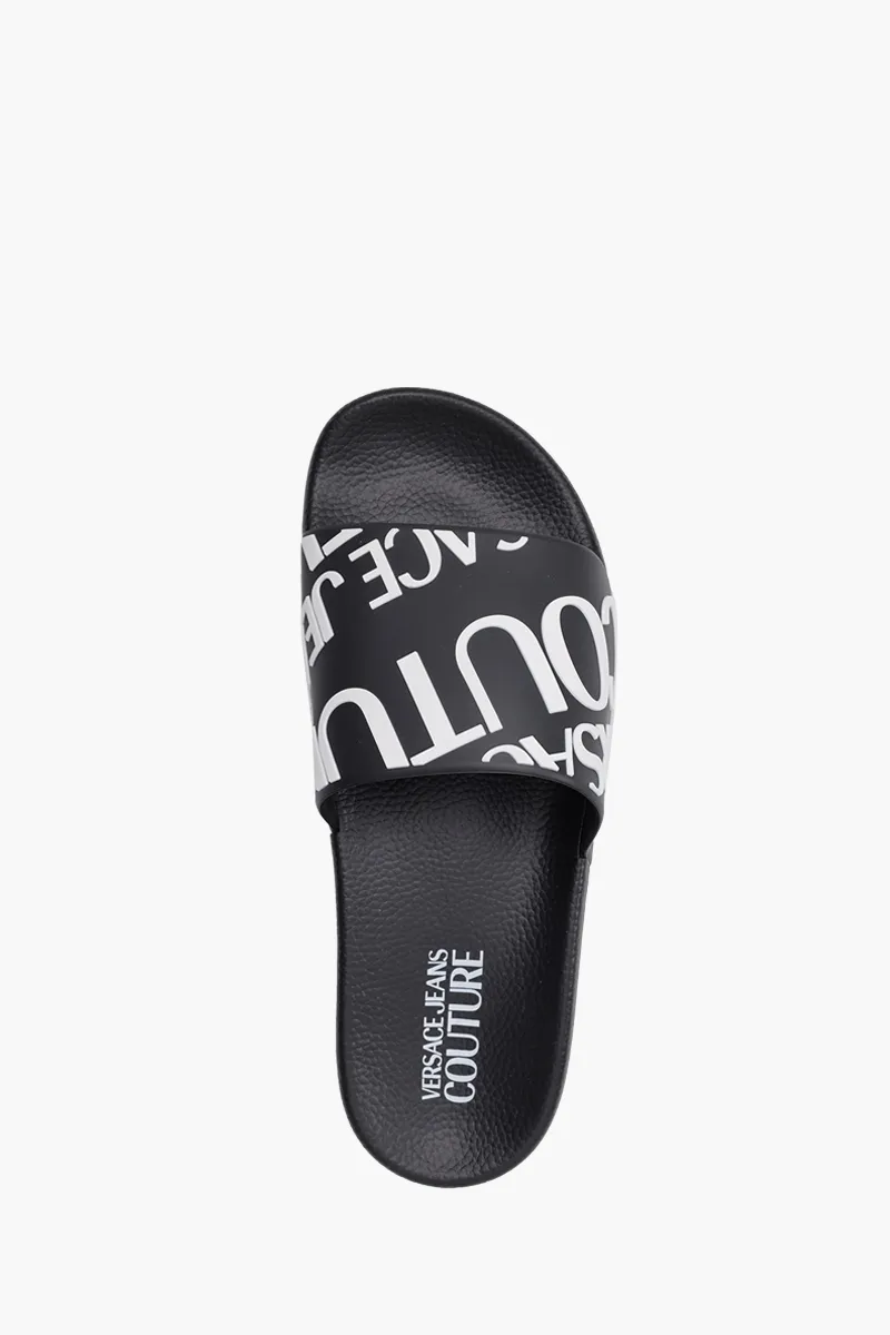 VERSACE JEANS COUTURE Women Diagonal Logo Rubber Slides in Black 3