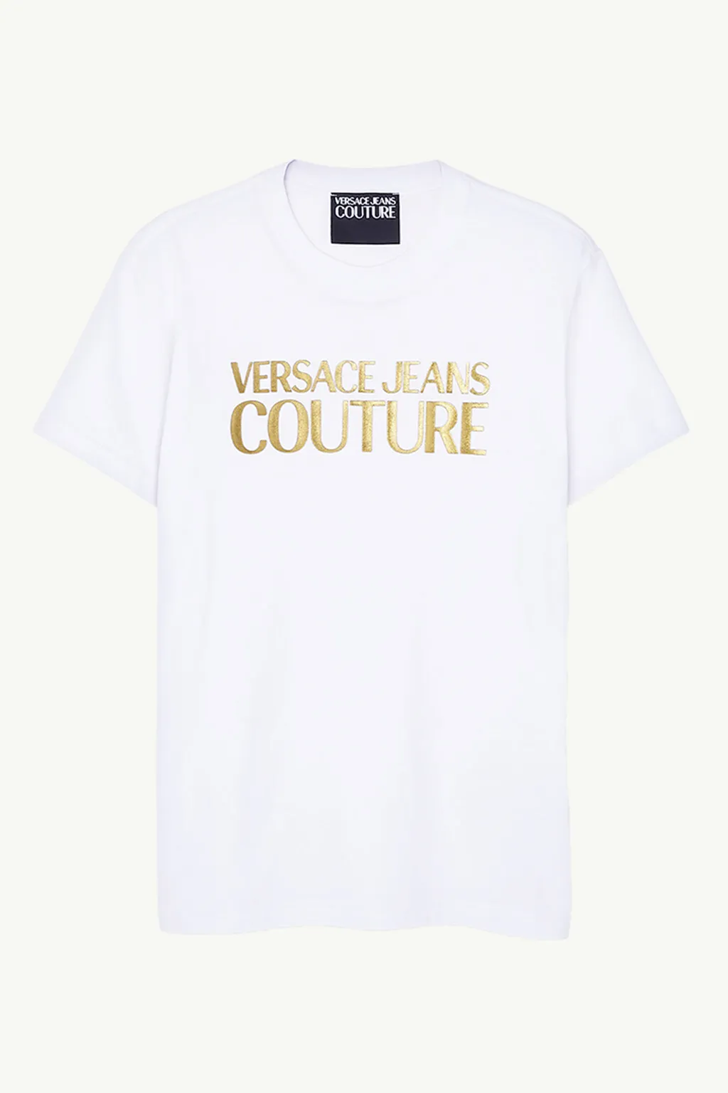 VERSACE JEANS COUTURE Men Logo Print T-Shirt in White/Gold Cotton 0