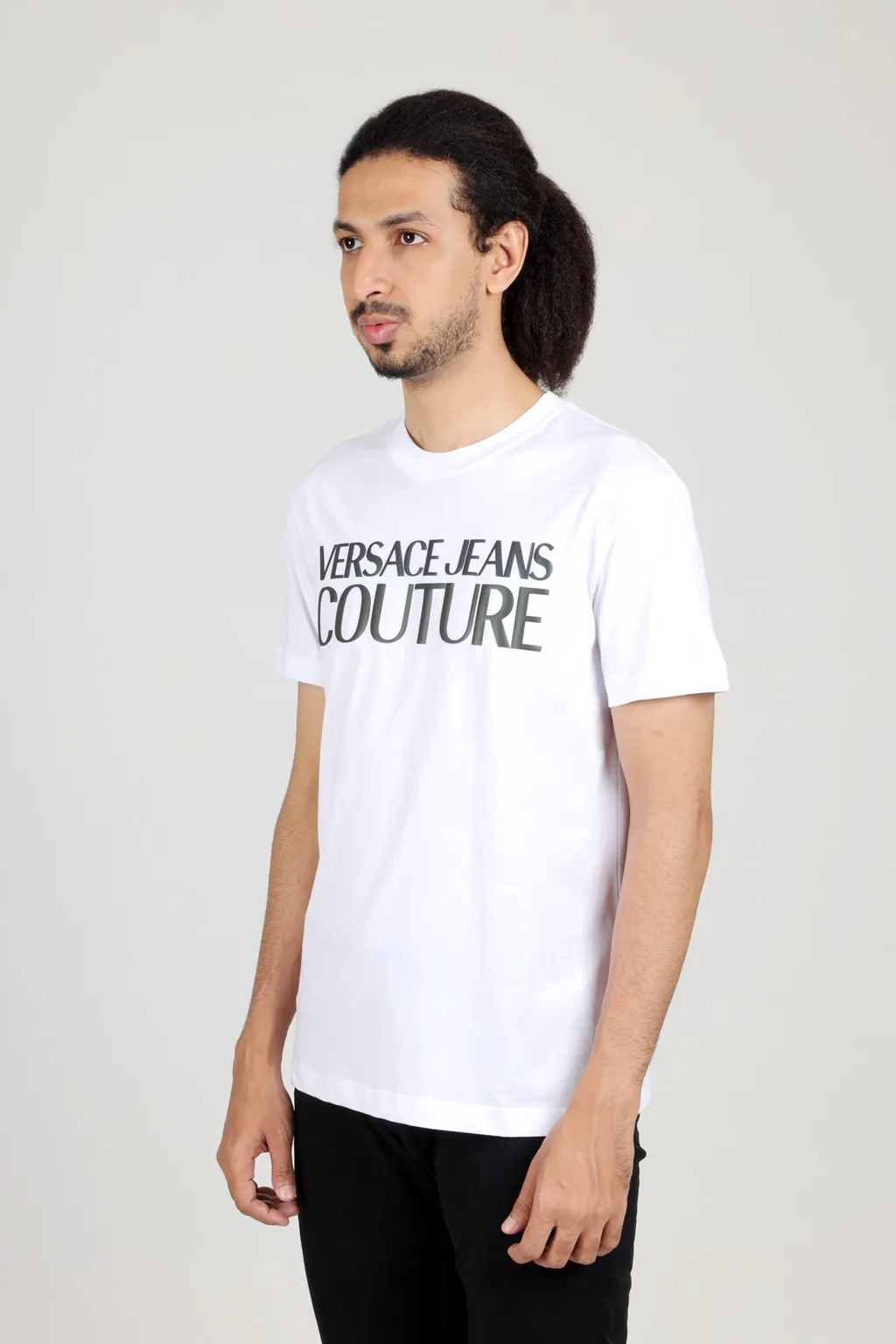VERSACE JEANS COUTURE Men Logo Thick Petrol T-Shirt in White 3