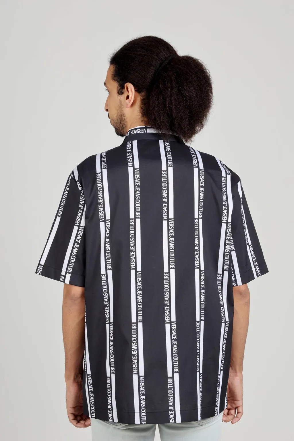 VERSACE JEANS COUTURE Men All Over Lateral Logo Print Shirt in Black/White 2