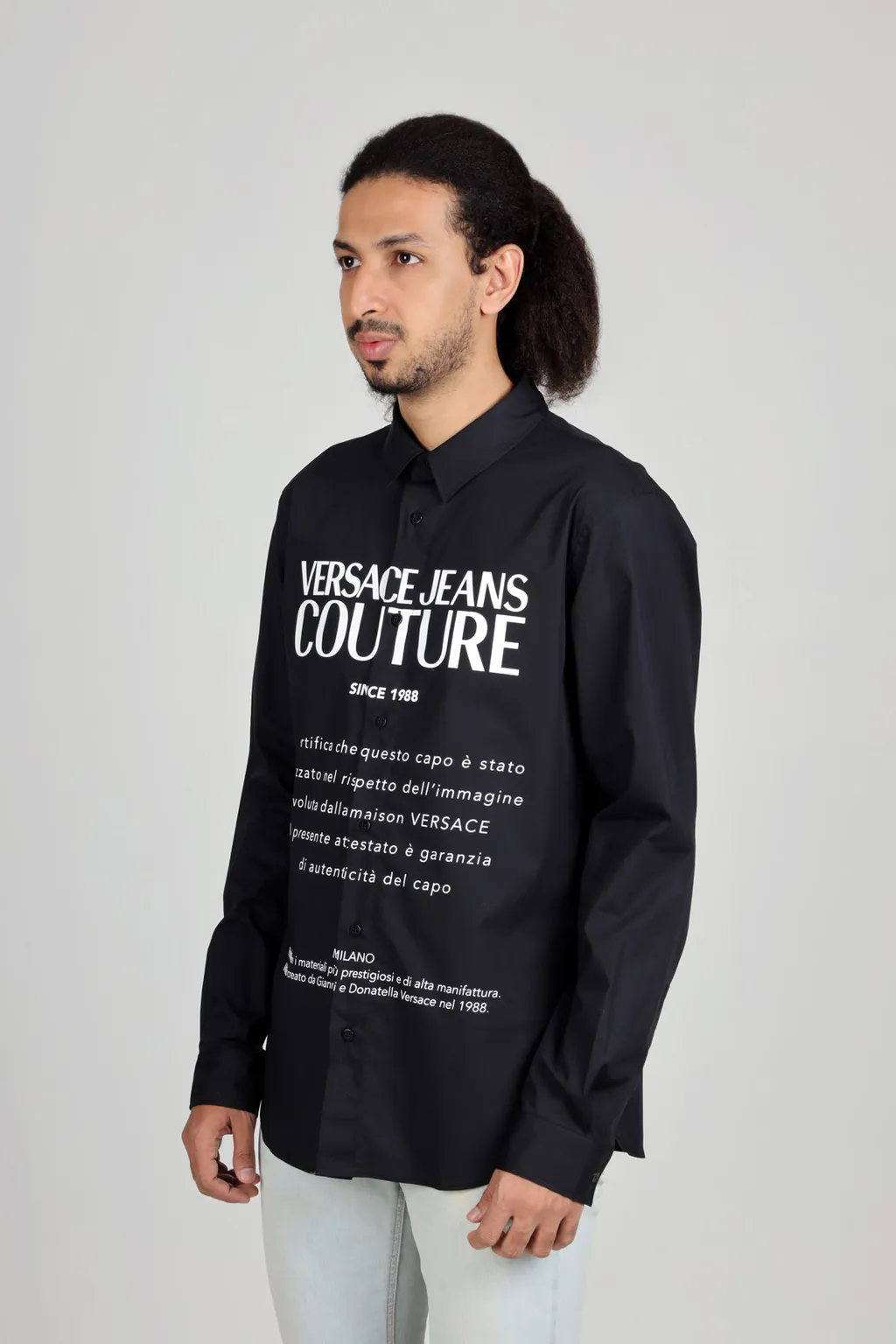 VERSACE JEANS COUTURE Men S Print Warranty Long Sleeves Shirt in Black 3