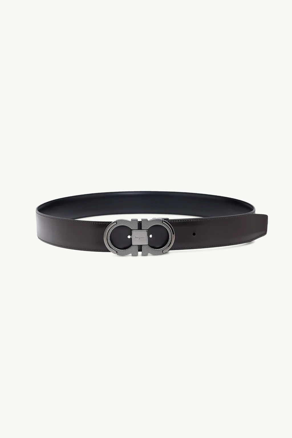 SALVATORE FERRAGAMO Men Reversible Gancini Belt 3.5cm in Black/Brown Smooth Calf SHW with Burnished Buckle 1