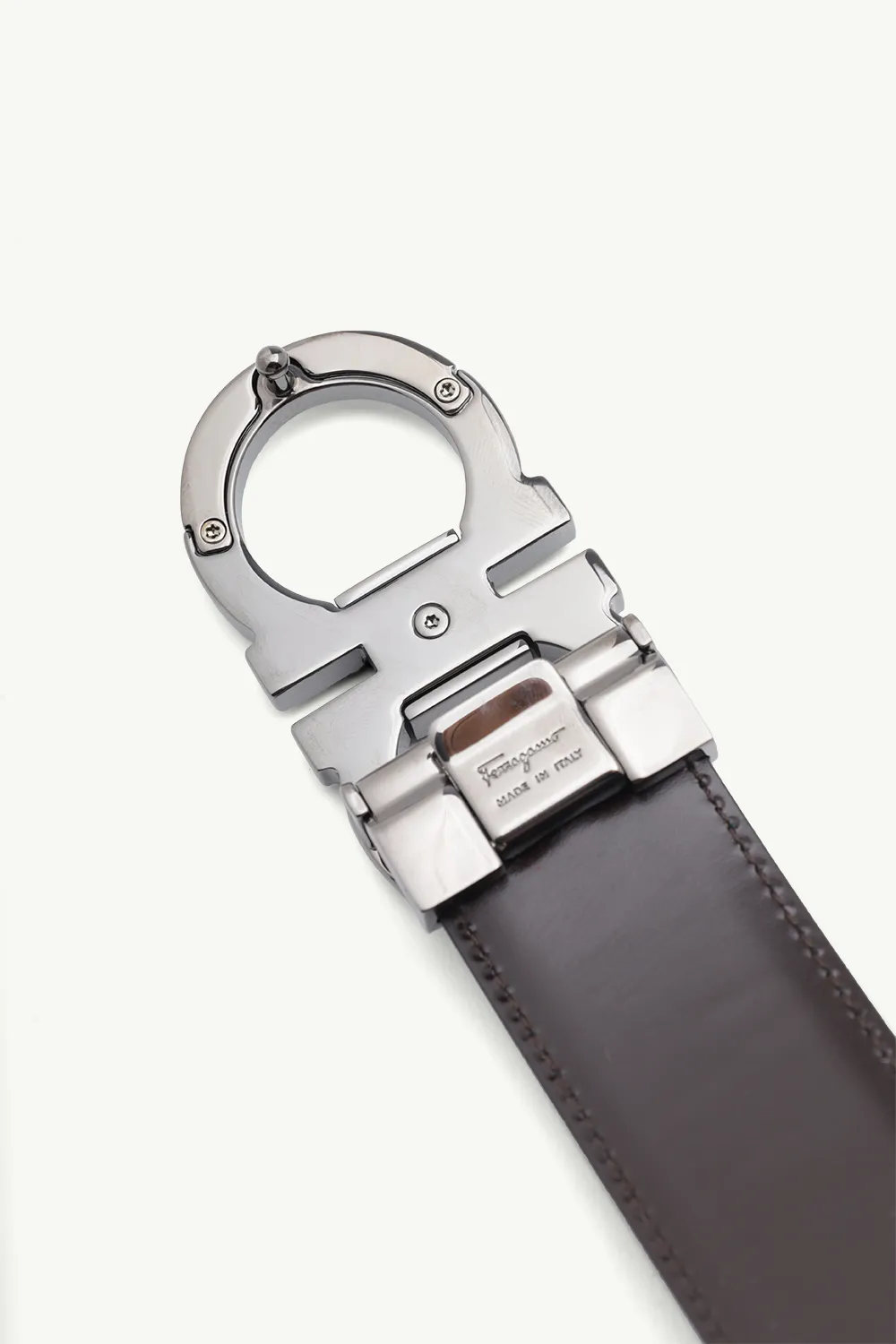 SALVATORE FERRAGAMO Men Reversible Gancini Belt 3.5cm in Black/Brown Smooth Calf SHW with Burnished Buckle 4