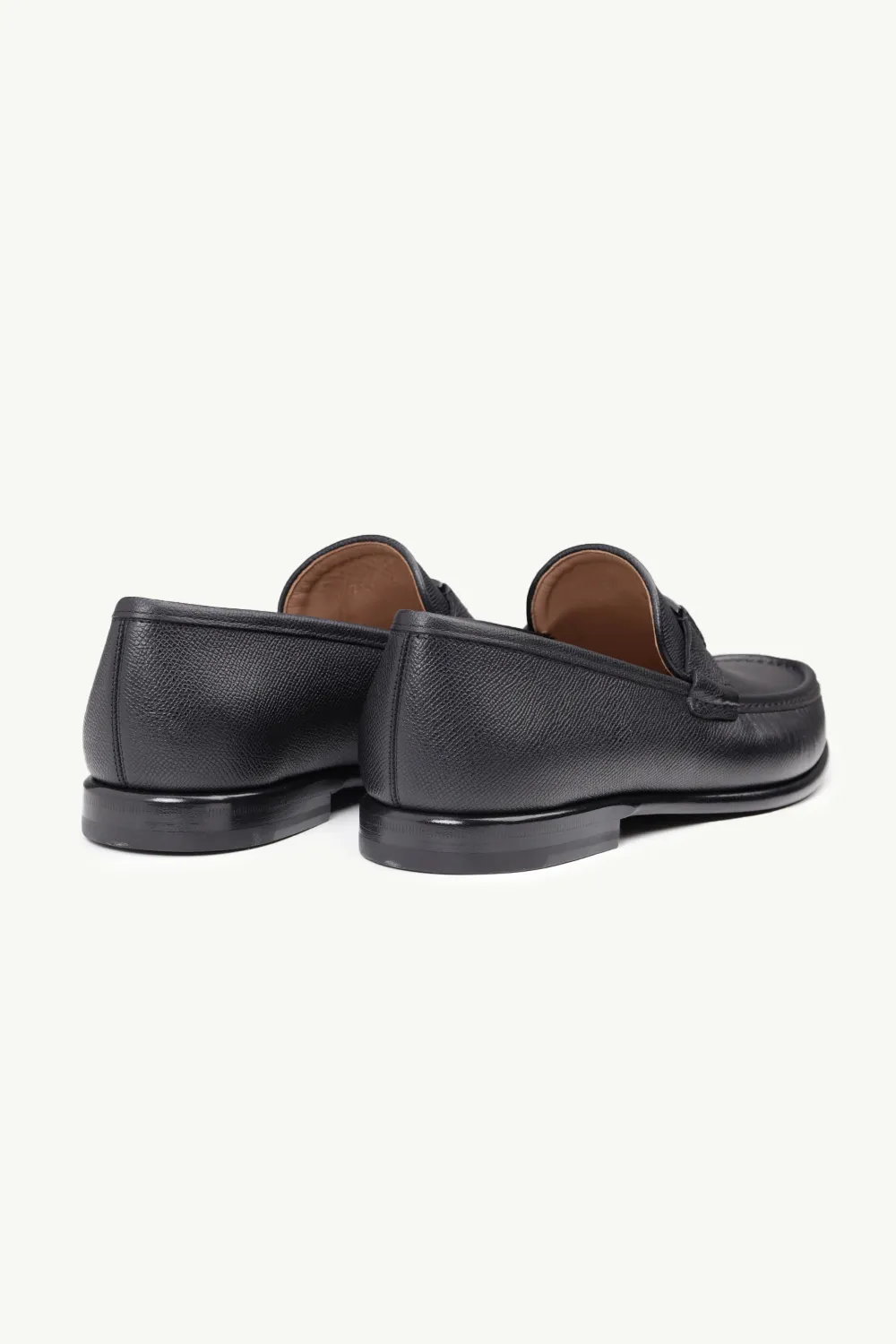 SALVATORE FERRAGAMO Men Noel Moccasins Loafers in Black Hammered Leather with Vara Ornament 2