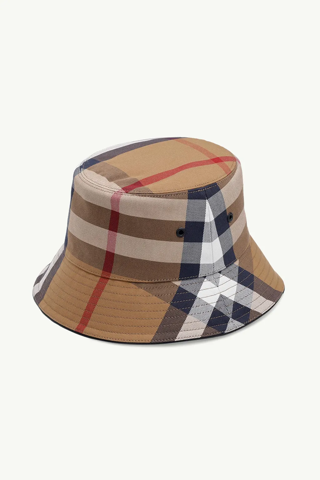BURBERRY Men Check Cotton Bucket Hat in Birch Brown Canvas with Supple Lambskin 2