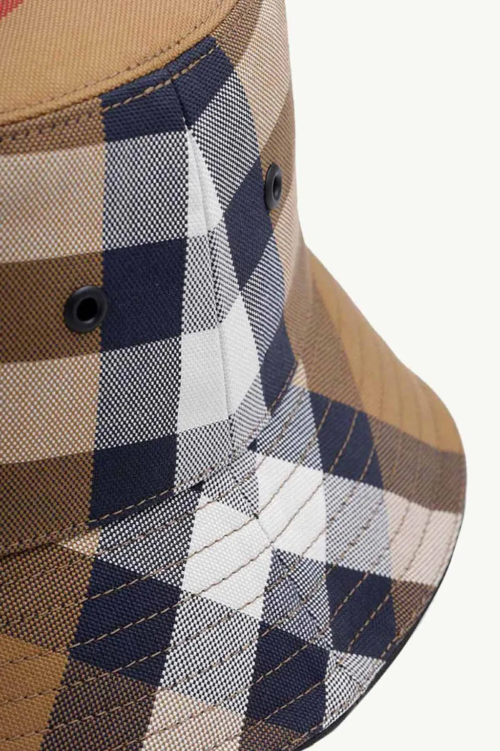 BURBERRY Men Check Cotton Bucket Hat in Birch Brown Canvas with Supple Lambskin 3