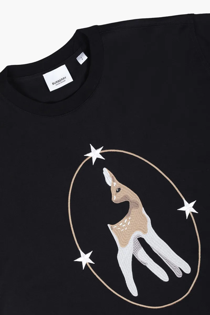 BURBERRY Women Deer Graphic Oversized T-Shirt in Black 3