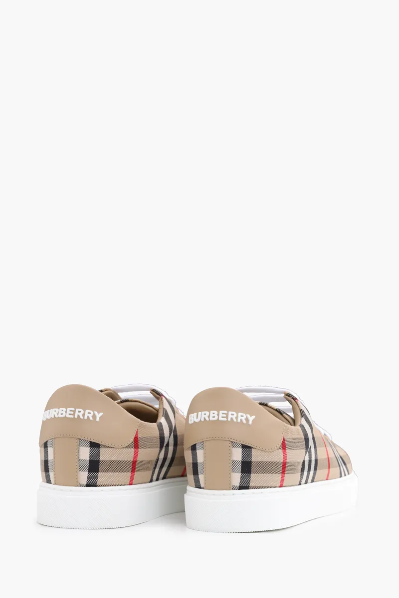 BURBERRY Women Vintage Check Leather Sneakers in Archive Beige 2