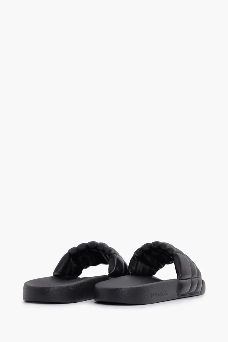 BURBERRY Women Monogram Motif Slides in Black Quilted Lambskin 2
