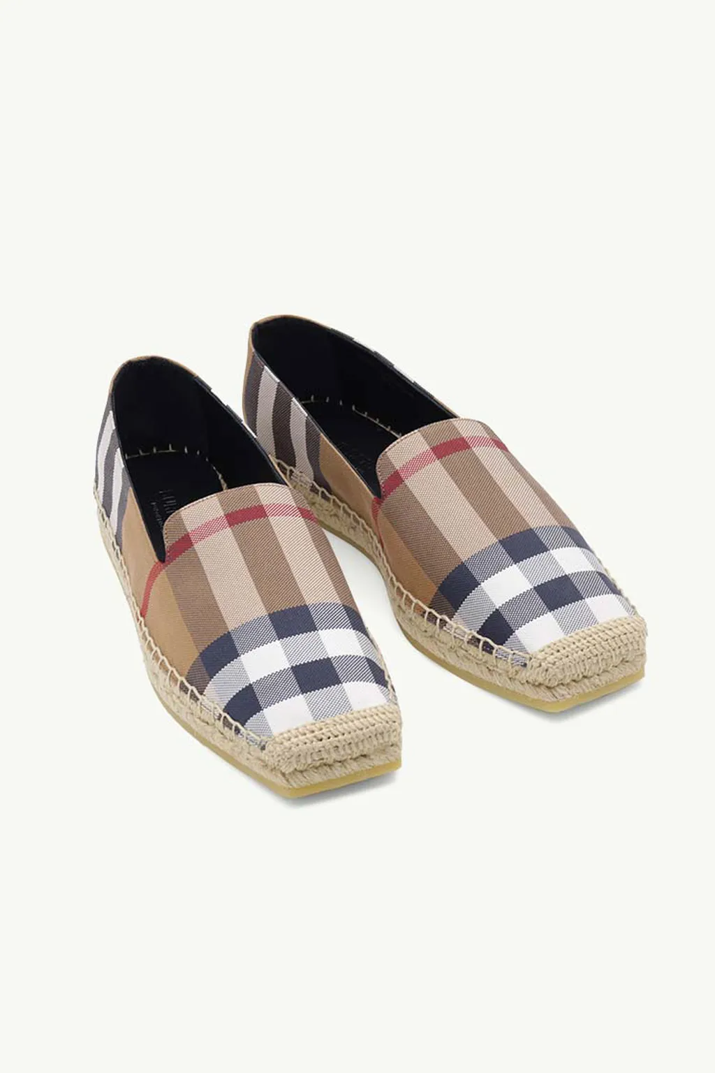 BURBERRY Women Check Cotton Square Toe Espadrilles in Birch Brown 1
