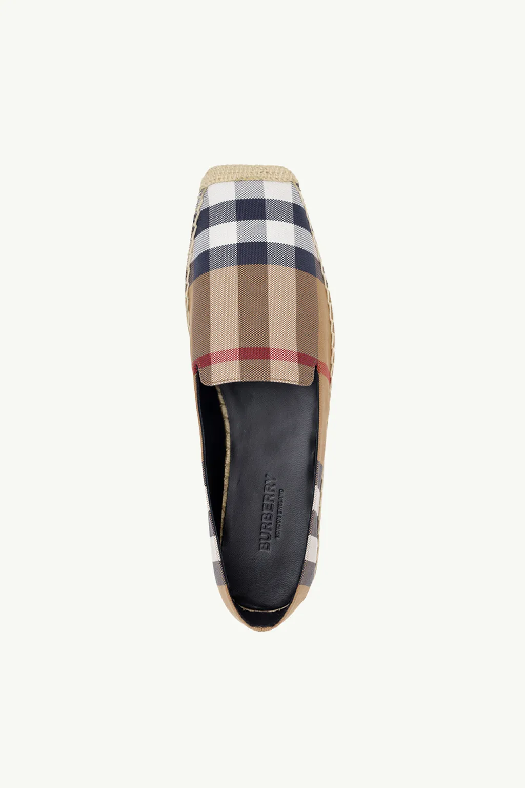 BURBERRY Women Check Cotton Square Toe Espadrilles in Birch Brown 3