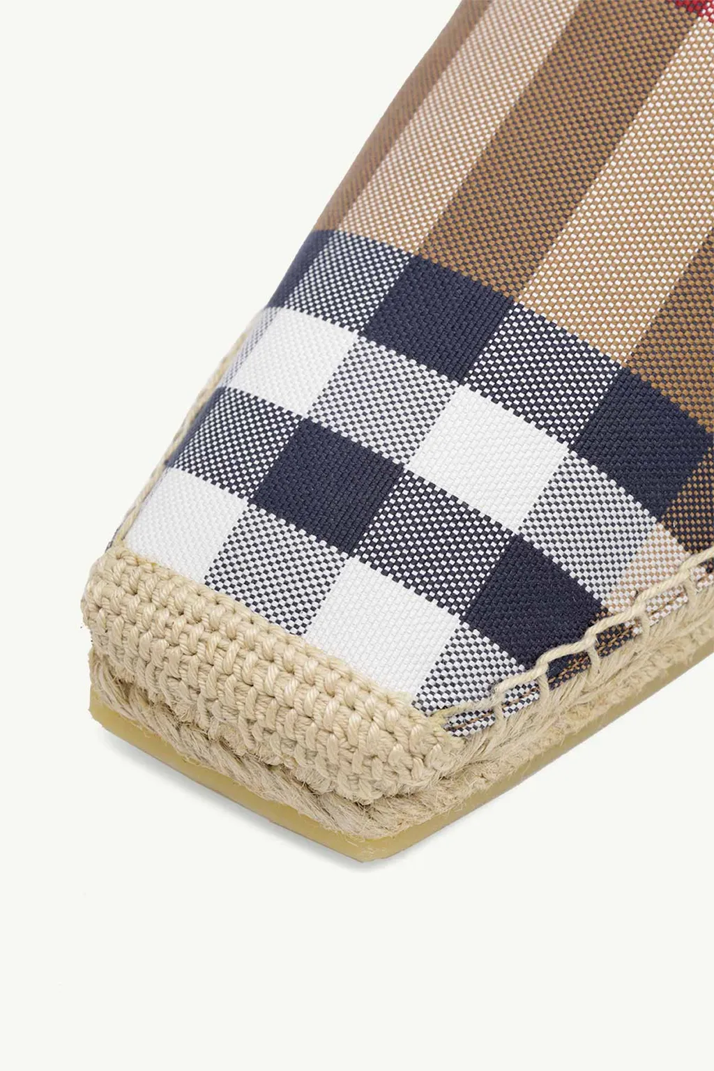 BURBERRY Women Check Cotton Square Toe Espadrilles in Birch Brown 4